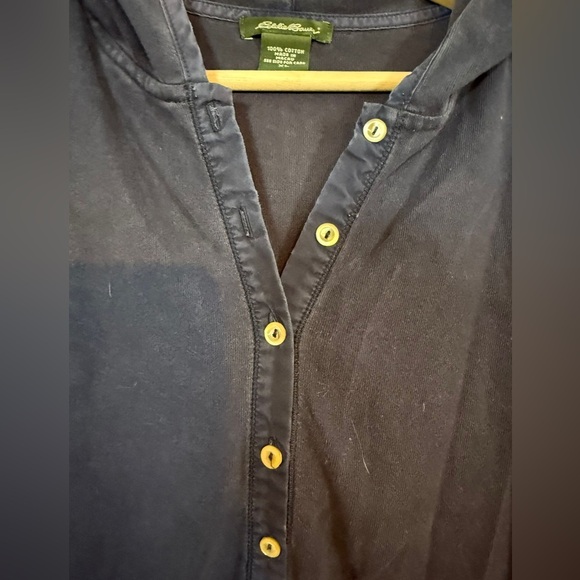 Eddie Bauer Navy Cotton Hooded Henley Shirt Men’s Size XL - Picture 3 of 7